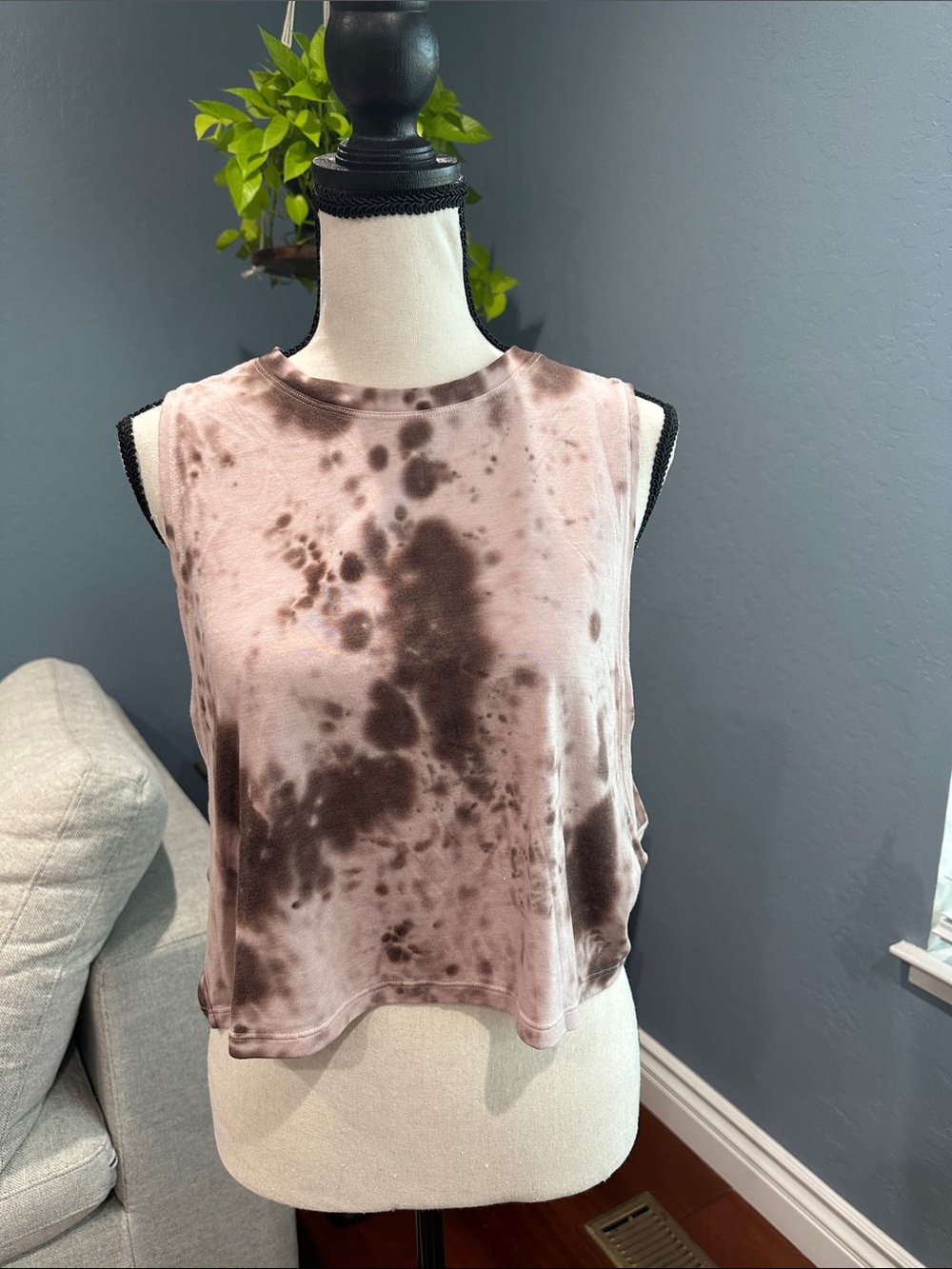 Lululemon Women's Sleeveless Tie-Dye Crop Tank Top - Pink Brown